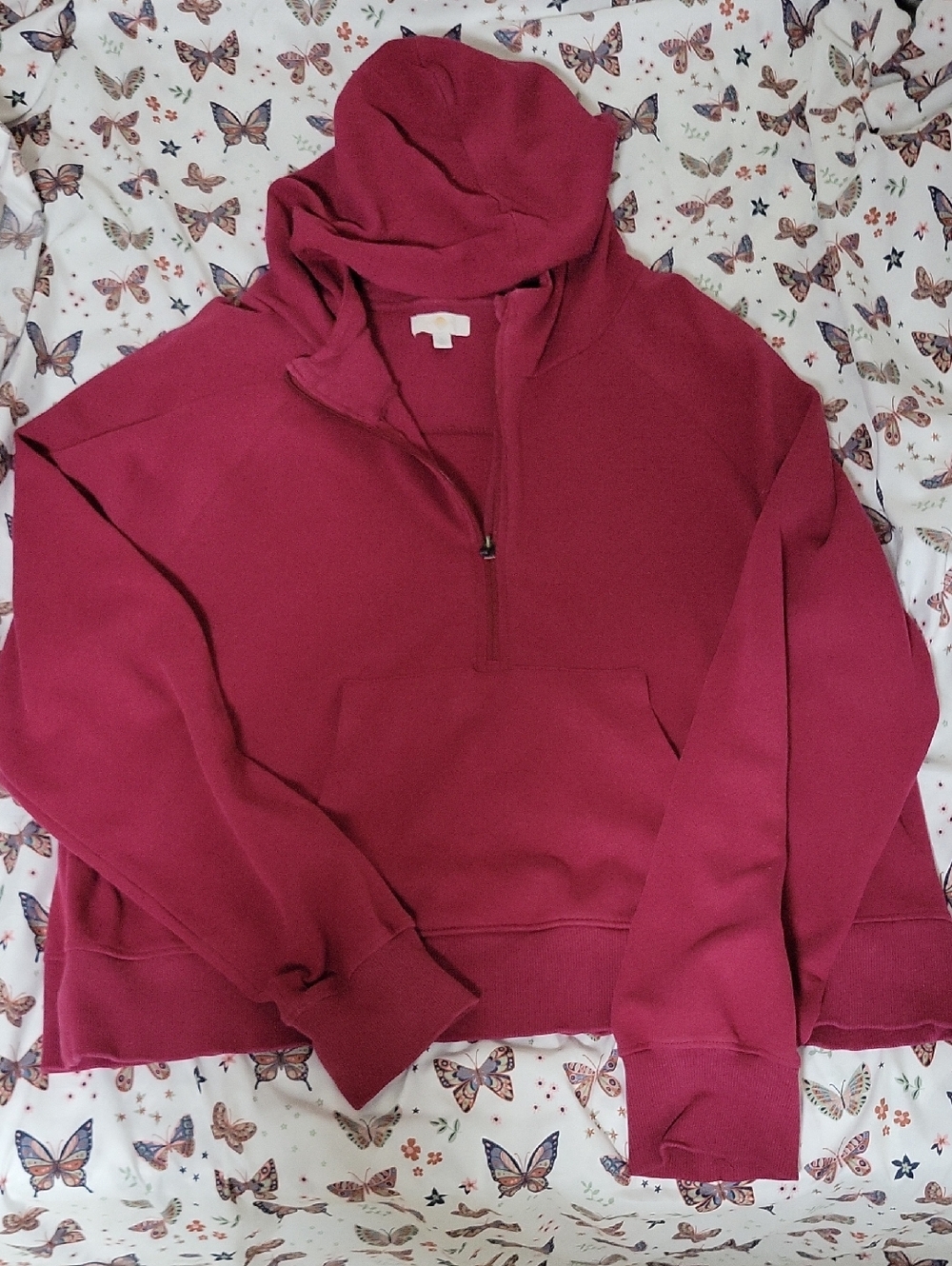 Women's Half-Zip Hoodie Sweatshirt - Berry